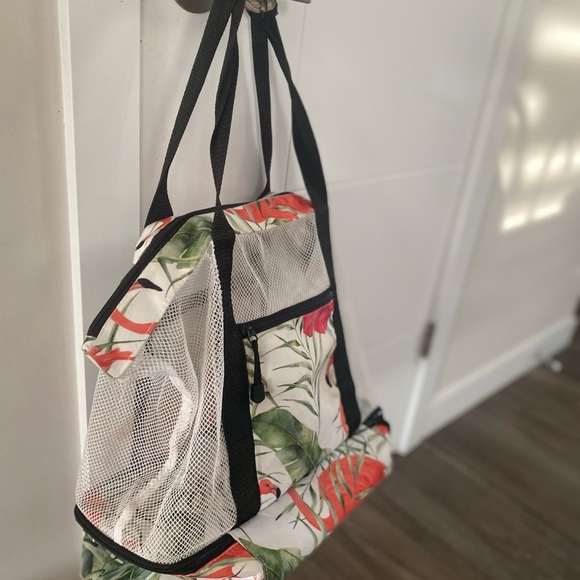 Beach Bag Tote,2 in 1 Insulated Folding Beach Bags - tropical flamingo 🦩 - Picture 4 of 12
